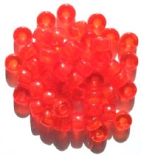 50 6x9mm Transparent Orange Glass Crow Beads